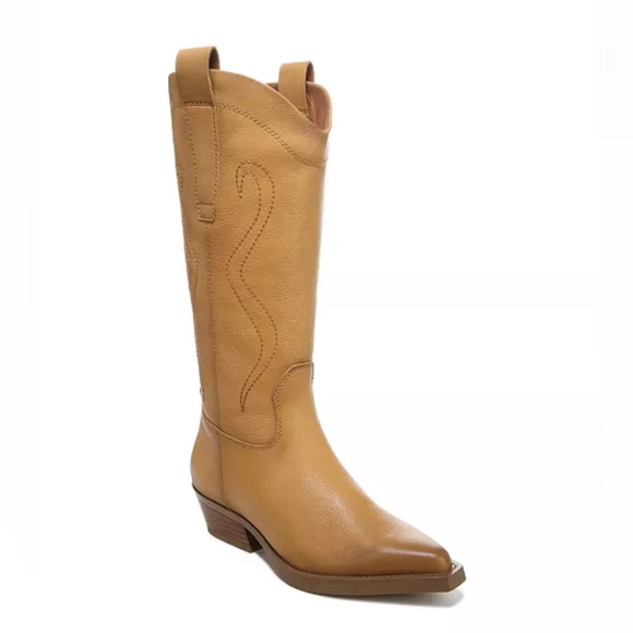 Franco Sarto Liandra Mid Shaft Boots Camel Tan Leather 9M - Picture 1 of 4